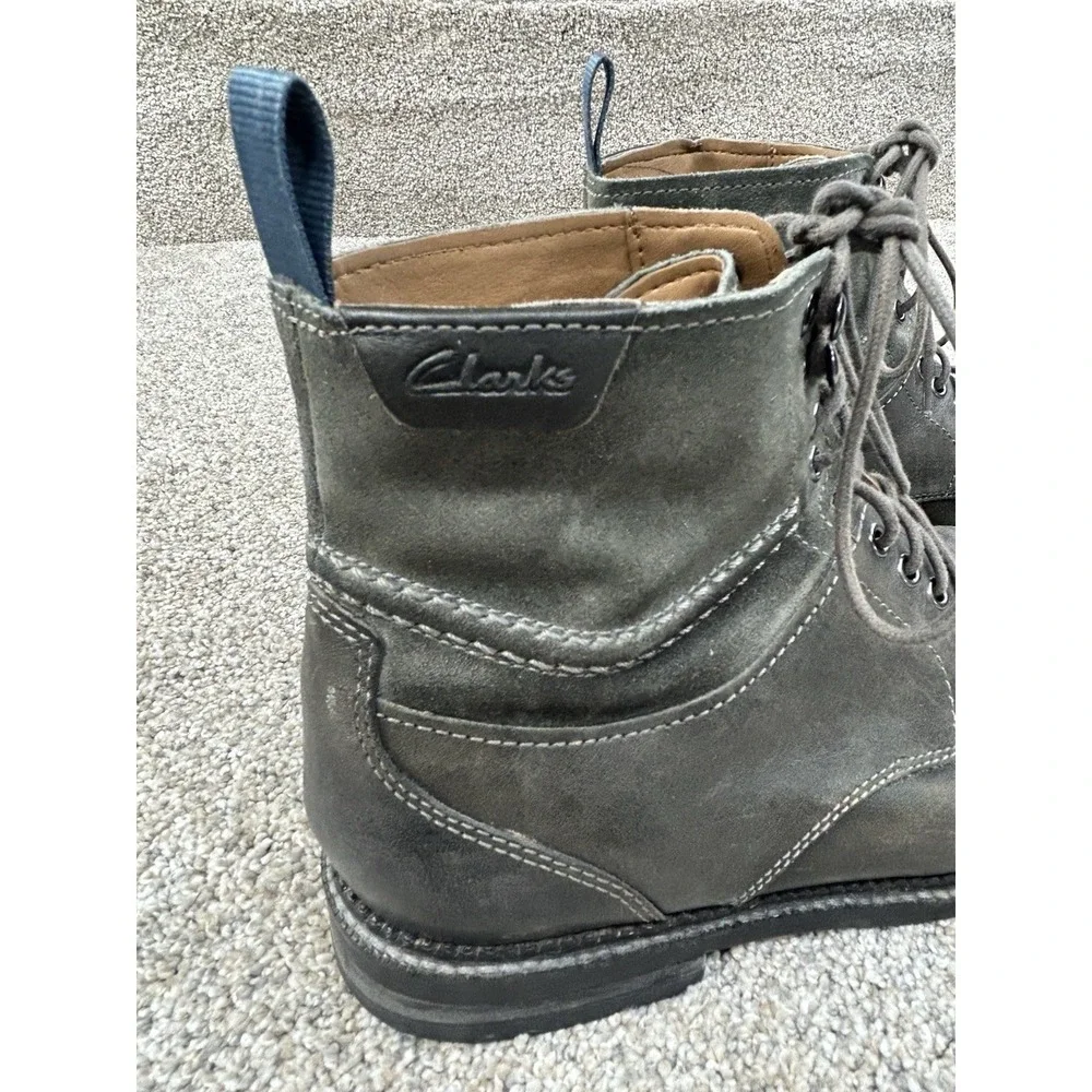 Clarks Mens Size 9M‎ Bushwick Peak Grey Leather Suede Lace up Boots